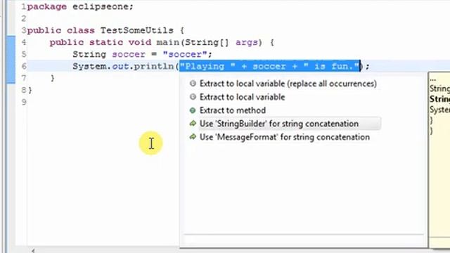 Convert String Concatenation to StringBuilder Calls with Eclipse Quick Fix смотреть онлайн