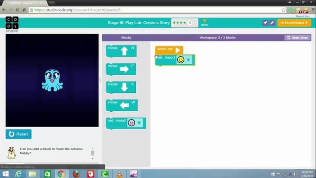 Code.org Course 1, Stage 16, Puzzle 1-6