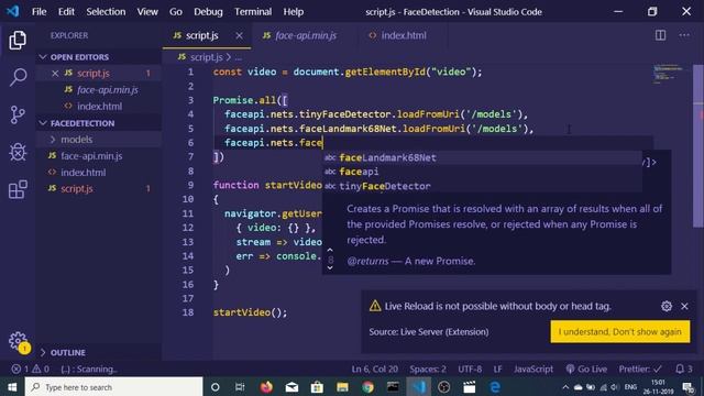 Building a Live Face Detector Using TensorFlow Face Api in Javascript смотреть онлайн
