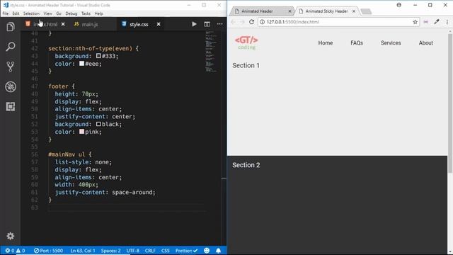Animated Sticky Header using HTML CSS & Javascript (Web Design Tutorial) смотреть онлайн