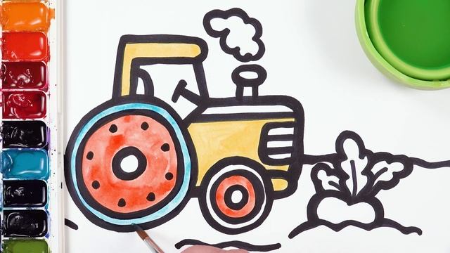 Drawing a picture of a tractor | Нарисуй трактор для детей | トラクターの絵を描く | 트랙터 그림 그리기 | 画拖拉机的图片 смотреть онлайн