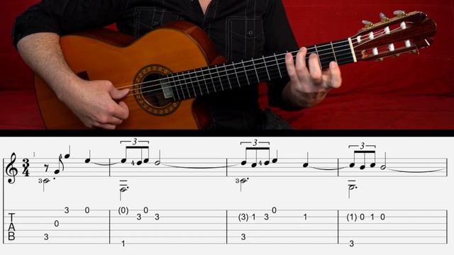 Clair de Lune - Guitar Tutorial with TAB for Fingerstyle and Classical Guitar смотреть онлайн