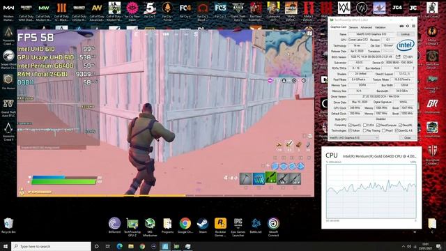 FORTNITE Performance mode +60FPS Without GPU (Without Dedicated GPU) | Intel UHD Graphics | G6400 смотреть онлайн