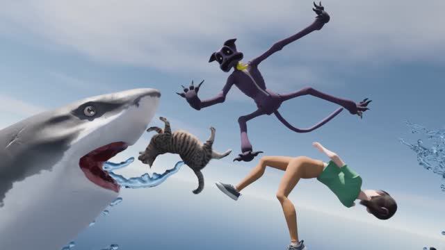 Выживание на плоту! На CatNap напала акула!