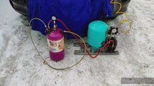 вакуумная откачка масла с помощью компрессора от холодильника.