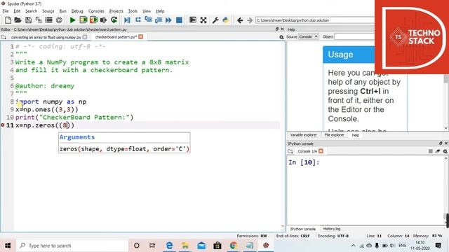Creating 8 * 8 checker board pattern using NUMPY. смотреть онлайн
