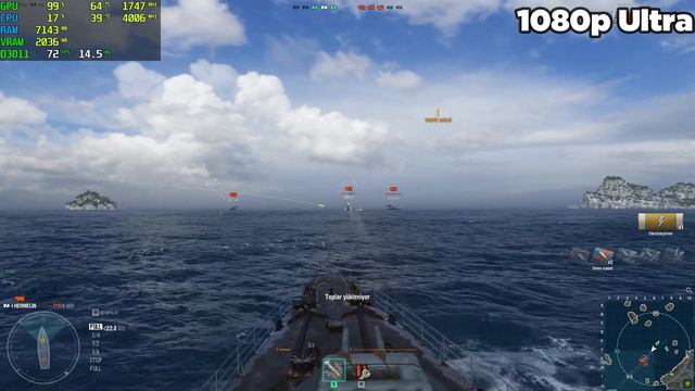 World Of Warships GTX 1050 Tİ - 1080p Ultra, Settings смотреть онлайн