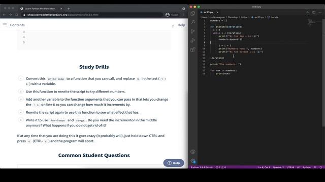 Learn Python 3 The Hard Way Exercise 33 While Loops смотреть онлайн