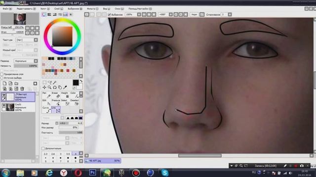 Speed Art l Как нарисовать ЧБ аватарку мышкой Paint Tool SAI смотреть онлайн