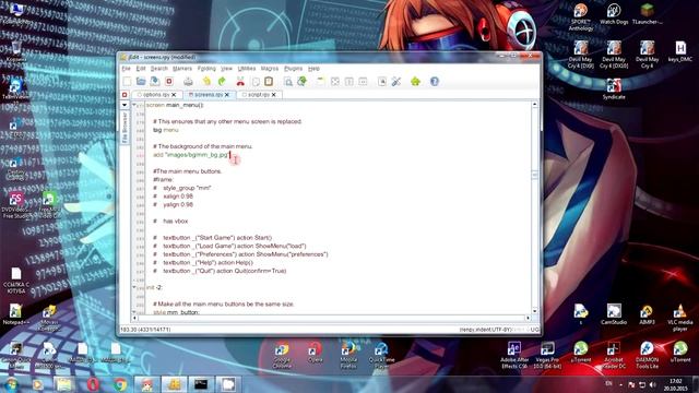 RenPy Урок 3 - "Моя первая визуальная новелла" (Оформляем Главное Меню) смотреть онлайн
