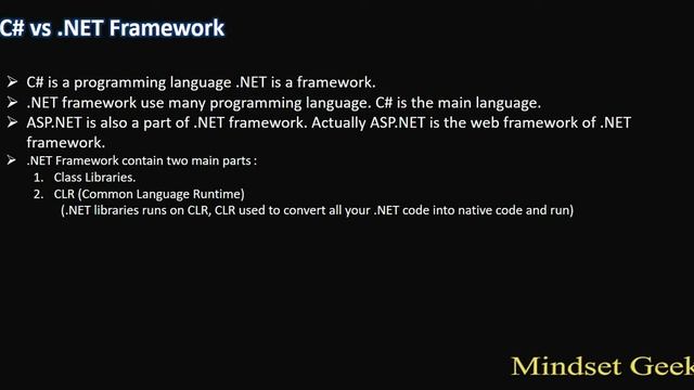 Difference between C# and .NET Framework смотреть онлайн