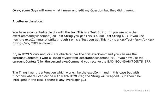 HTML : Alternative for execCommand('underline'); смотреть онлайн