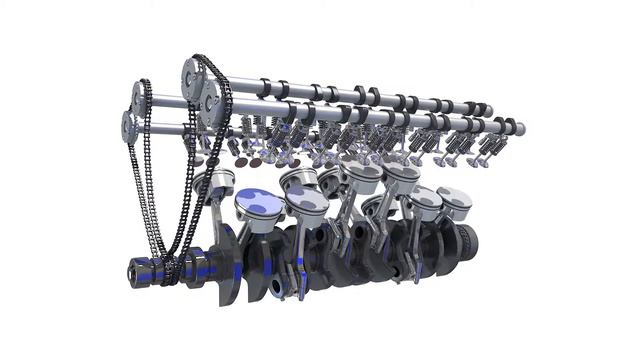 How V12 Engine Works Animated 3D Model смотреть онлайн