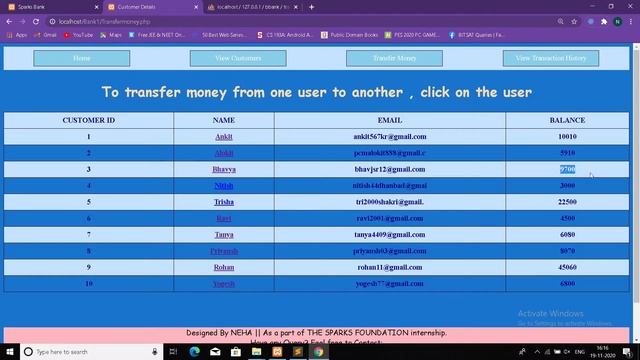 Task 1 : Basic Banking System | The Sparks Foundation смотреть онлайн