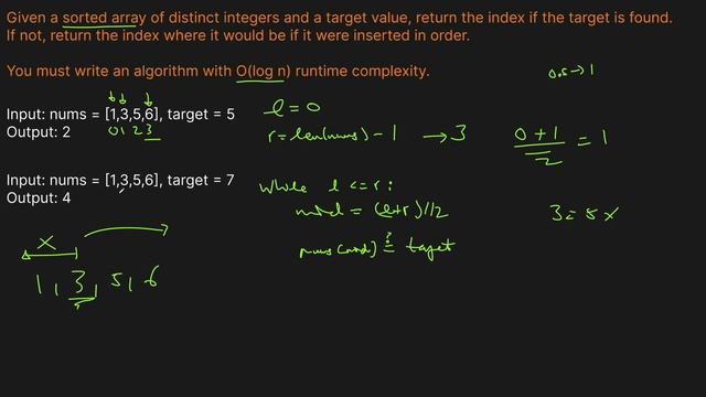 SEARCH INSERT POSITION | LEETCODE # 35 | LEARN BINARY SEARCH (PYTHON) смотреть онлайн