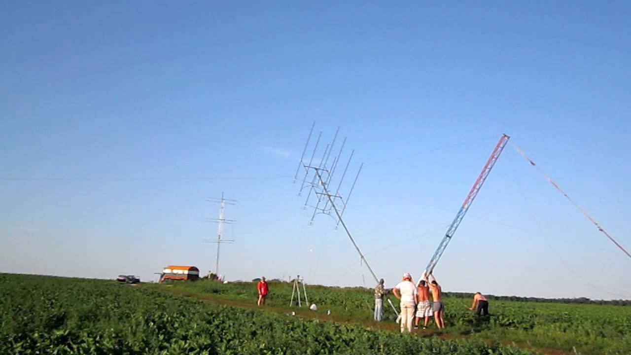 Опускание антенны 432 методом падающей стрелы