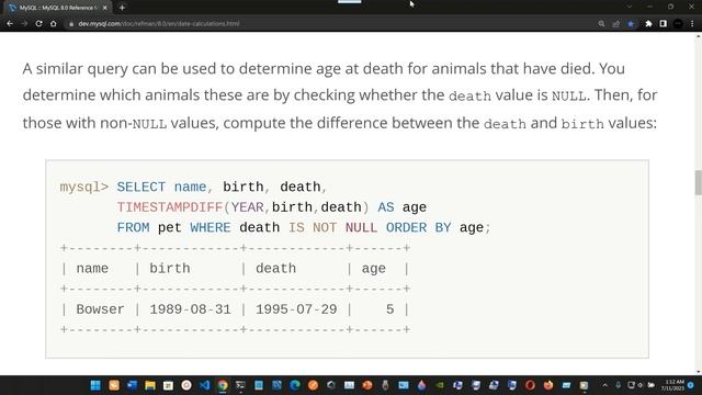 Sorting Rows and Date Calculations: Retrieving Information from a Table - MySQL. смотреть онлайн