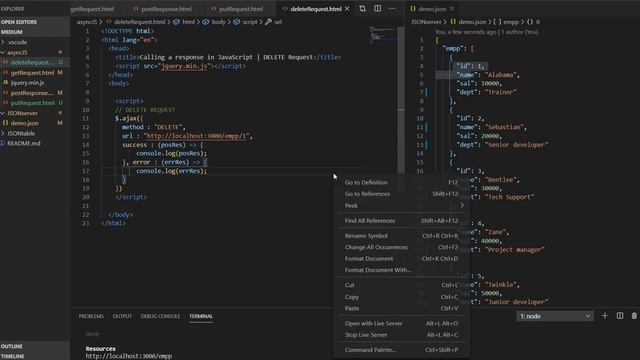DELETE request in JSON server смотреть онлайн
