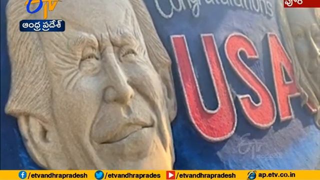 Sudarsan Pattnaik Congratulates Joe Biden and Kamala Harris with Sand Art | at Puri Beach смотреть онлайн