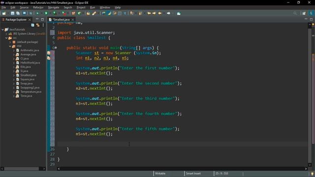 Smallest number among five numbers| Conditional Statements in Java| Eclipse IDE| VS Code смотреть онлайн