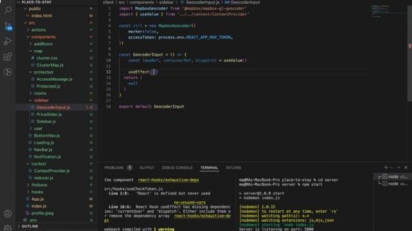 React Toggled Sidebar Menu with Filters using MUI5 Drawer and Slider, Mapbox Geocoder address searc