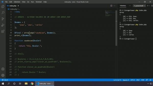 PHP 8 PARTE 2 #061 COMO USAR ARRAY MAP PARA CRIAR NOVO ARRAY COM FUNÇÃO CALLBACK