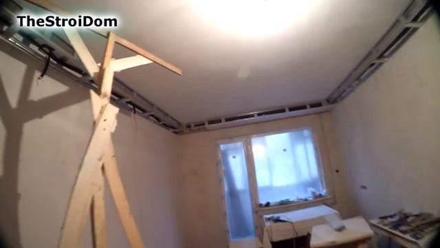 █ Как сделать ПОТОЛОЧНЫЙ КОРОБ с подсветкой. Ниша в коробе. Ceiling repair. смотреть онлайн