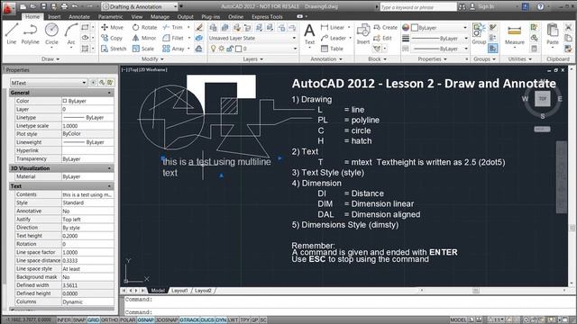 AutoCAD 2012 - Lesson 2 - Draw and Annotate.mp4 смотреть онлайн