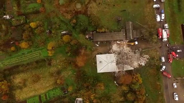 Видео с квадрокоптера на взорвавшийся дом в Ильинском смотреть онлайн