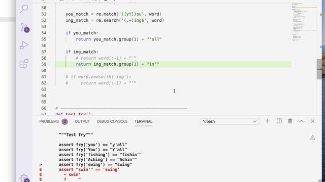 Tiny Python Projects: Ch 15 Pt 7 (Writing the fry() function to satisfy the test) смотреть онлайн
