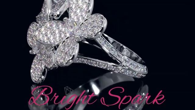 Кольцо белого золота с бабочками в дизайне Graff Butterfly 1,92 карата от Bright Spark смотреть онлайн