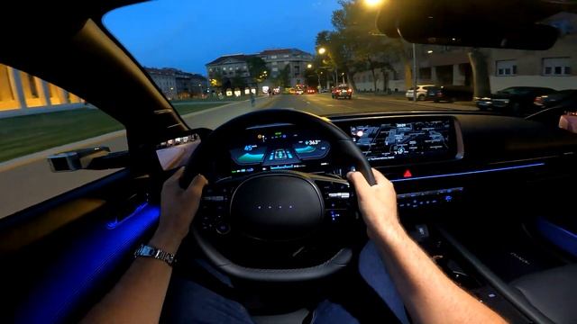 HYUNDAI IONIQ 6 2024 - EVENING POV Test Drive (CRAZY Ambient Lights) 325 HP