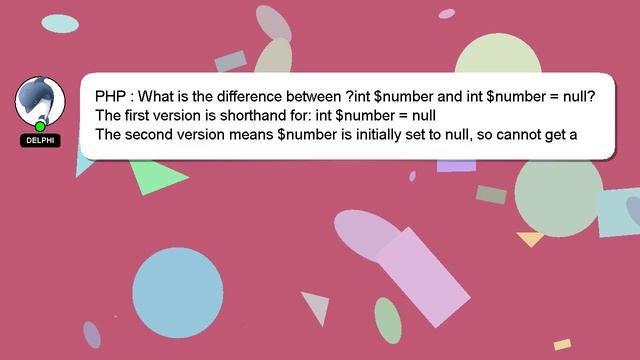 PHP : What is the difference between ?int $number and int $number = null? смотреть онлайн