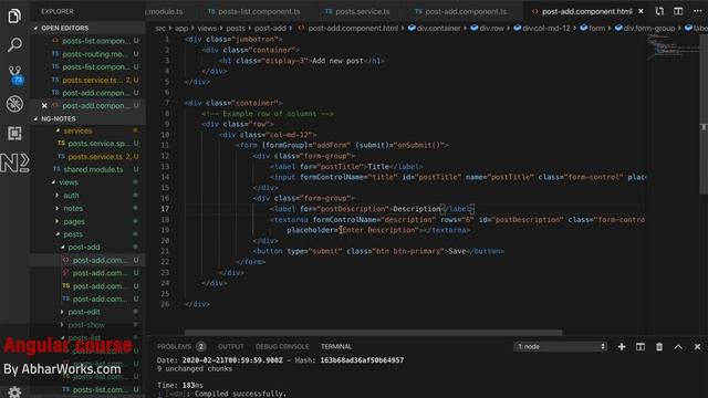 Posts CRUD operations add item - FormBuilder - Build Applications with Angular смотреть онлайн