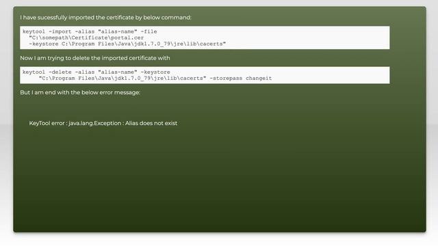 KeyTool error : java.lang.Exception : Alias does not exist смотреть онлайн