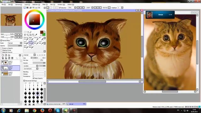 Котик в Easy Paint Tool SAI [speed painting] смотреть онлайн