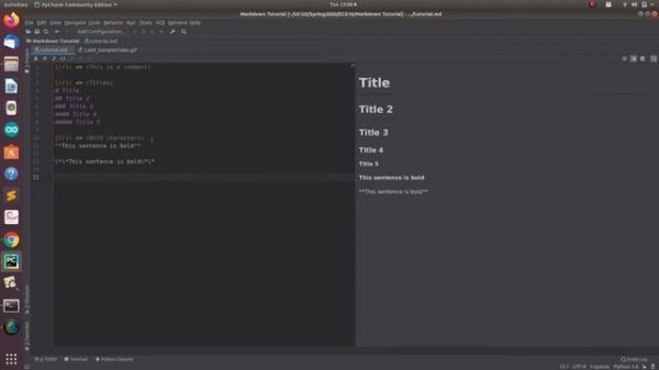 Markdown tutorial using PyCharm
