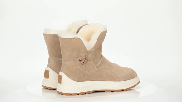 Молочно бежевые полусапоги из спилка с меховой отделкой на подкалдке R213-EN-01-B-Q смотреть онлайн