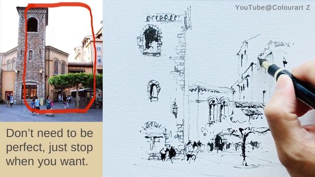 Urban sketching - start from simple steps - Ink and wash смотреть онлайн