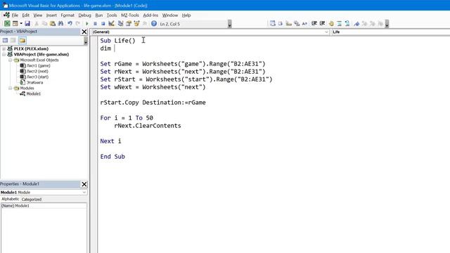Пишем игру Жизнь на VBA в Excel смотреть онлайн