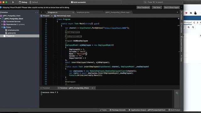 ASP.NET Core GRPC Service EF GRPC PostgreSQL