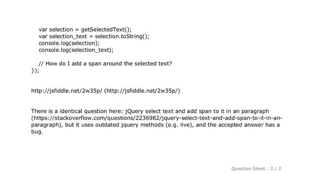 jQuery : Add tags around selected text in an element смотреть онлайн