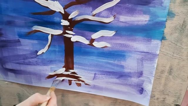 Мастер-класс от Кружка декоративно-прикладного искусства «Солнышко» Рисуем «Дерево в снегу» смотреть онлайн