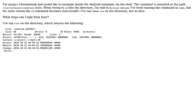 Unix & Linux: Permission Denied: cd into directory смотреть онлайн