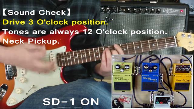 BOSS OD-1X OverDrive (NEW), SD-1 SUPER OverDrive And BD-2 Blues Driver Sound Check.