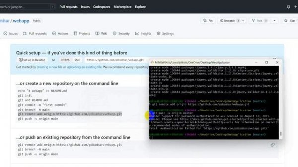 Git | support for password authentication was removed on | fatal: Authentication failed for | GitHu