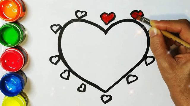 РАСКРАСКА сердце Видео рисунки для детей Как нарисовать сердце и маленькие сердечки смотреть онлайн