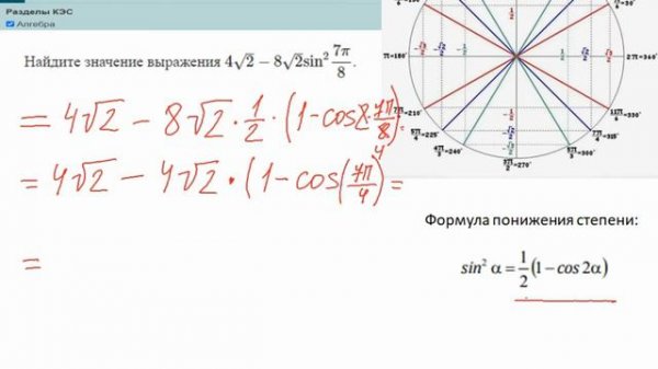 Тип 7. ЕГЭ профиль. № 23C8BB 4√2–8√2sin^2 7π_8 тригонометрия ФИПИ