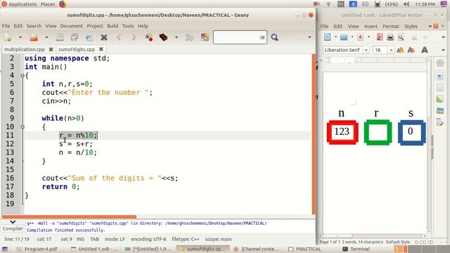 C++ program to find sum of the digits of an integer number. смотреть онлайн