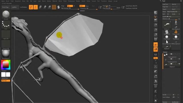 Урок 21. Создаем крылья для дракона в ZBrush. смотреть онлайн